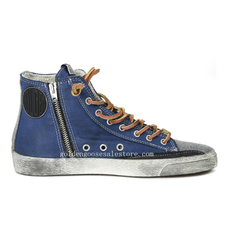 Golden Goose Deluxe Brand Women Francy Sneakers In Navy Jeans with White Star